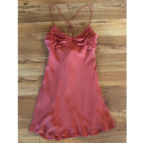 Anthropologie Red Satin Slip Mini Dress New 12 - Picture 3 of 16